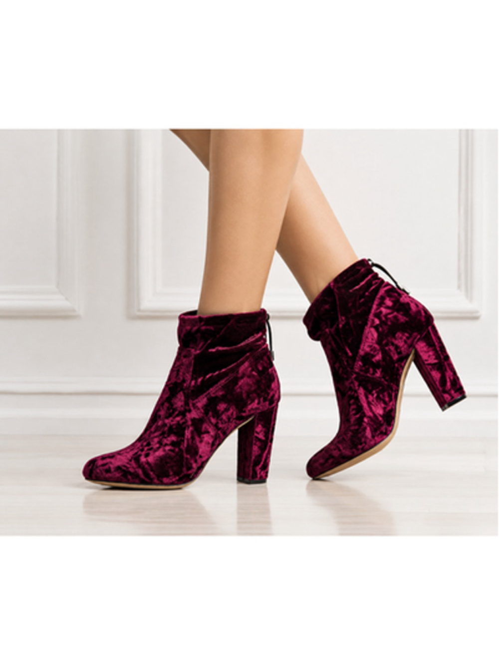 Express maroon velour velvet cinch ankle heeled bootie sz 7 career casual pump